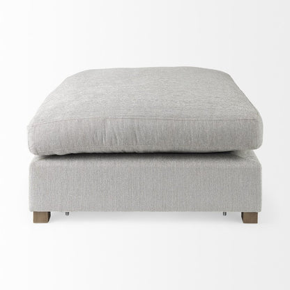 39" Light Gray Fabric and Brown Cocktail Ottoman