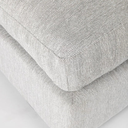 39" Light Gray Fabric and Brown Cocktail Ottoman