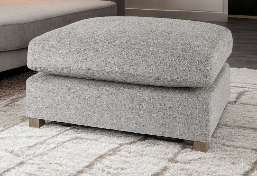 26" Gray Fabric and Brown Cocktail Ottoman