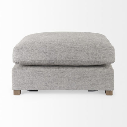 26" Gray Fabric and Brown Cocktail Ottoman