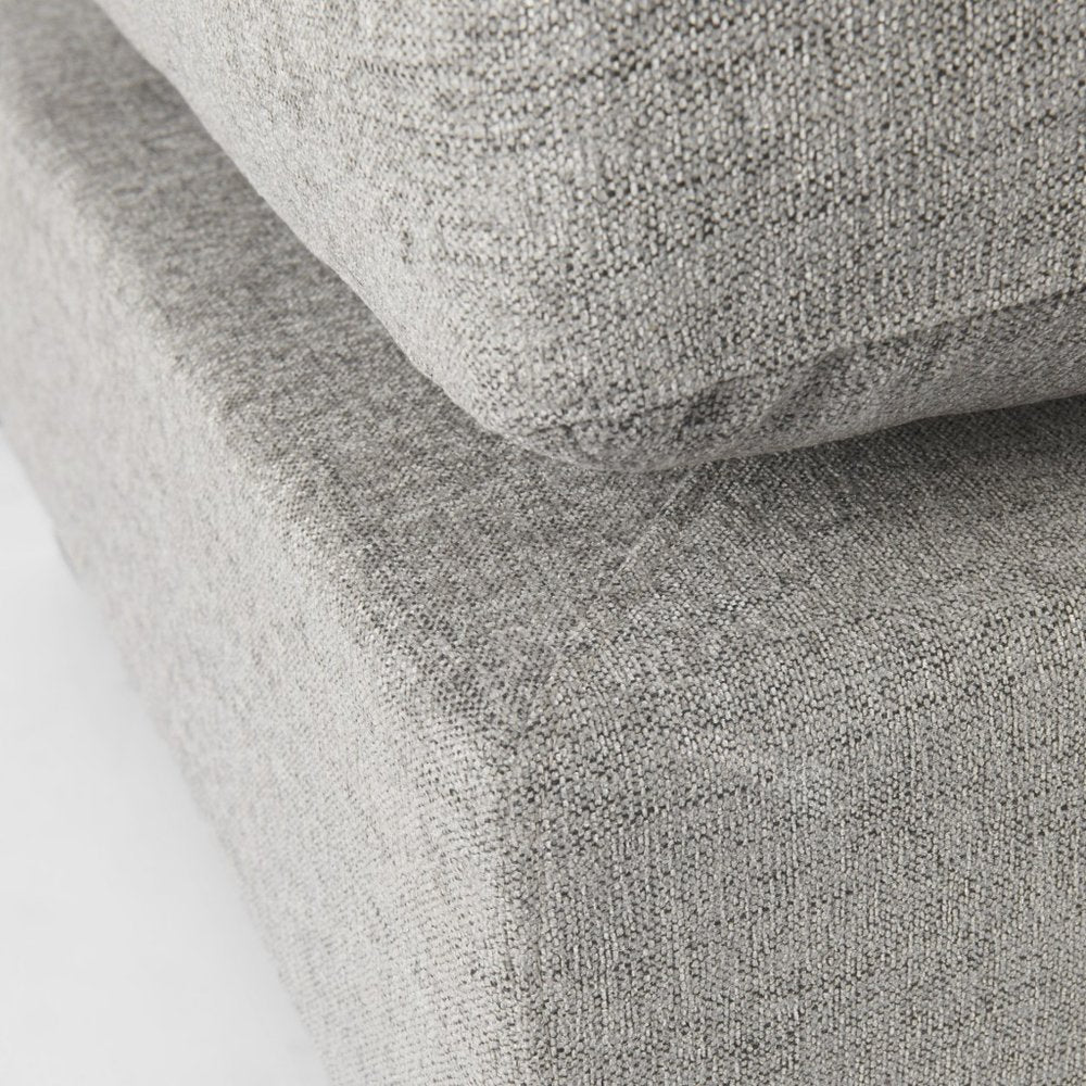 26" Gray Fabric and Brown Cocktail Ottoman