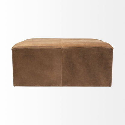36" Brown Genuine Leather Cube Ottoman