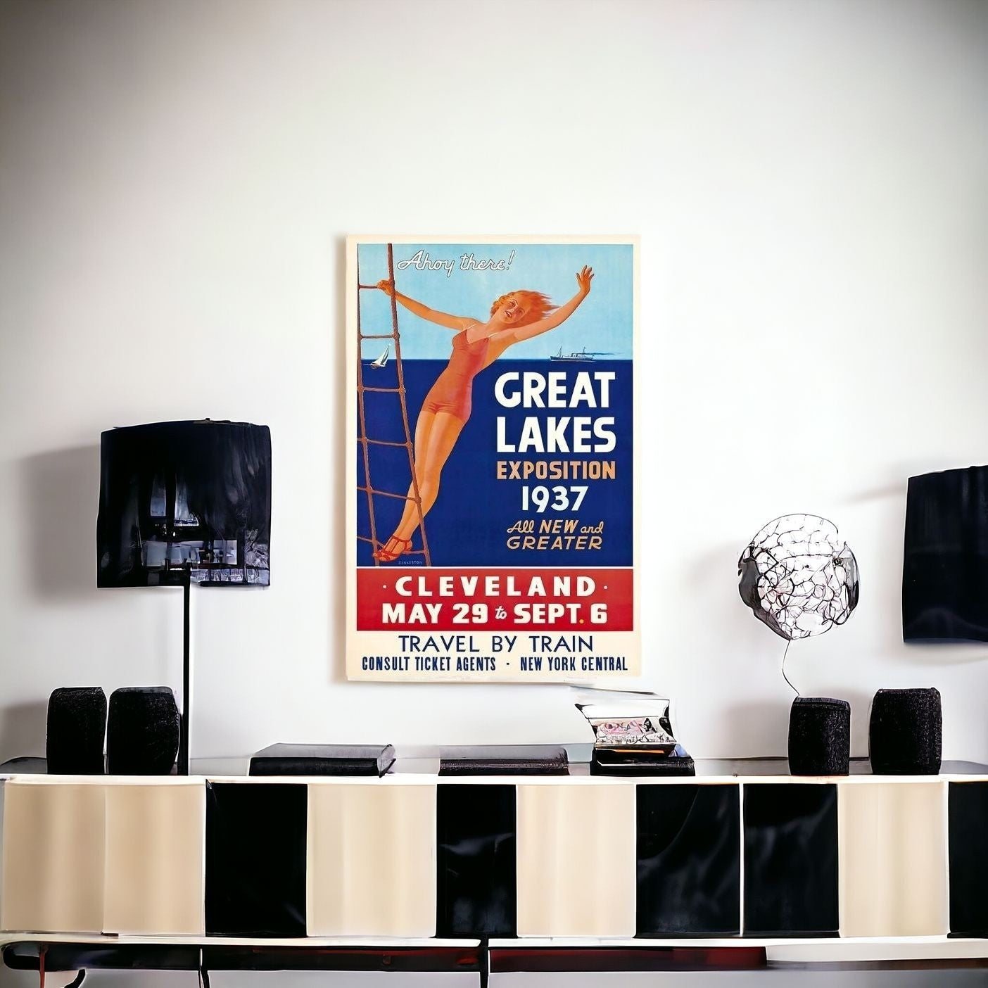 24" X 36" Great Lakes 1937 Vintage Travel Poster Wall Art