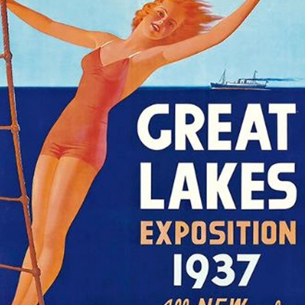 24" X 36" Great Lakes 1937 Vintage Travel Poster Wall Art