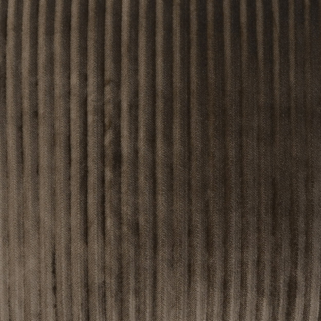 Dark brown corduroy fabric with vertical ridges, ribbed texture, soft and durable.