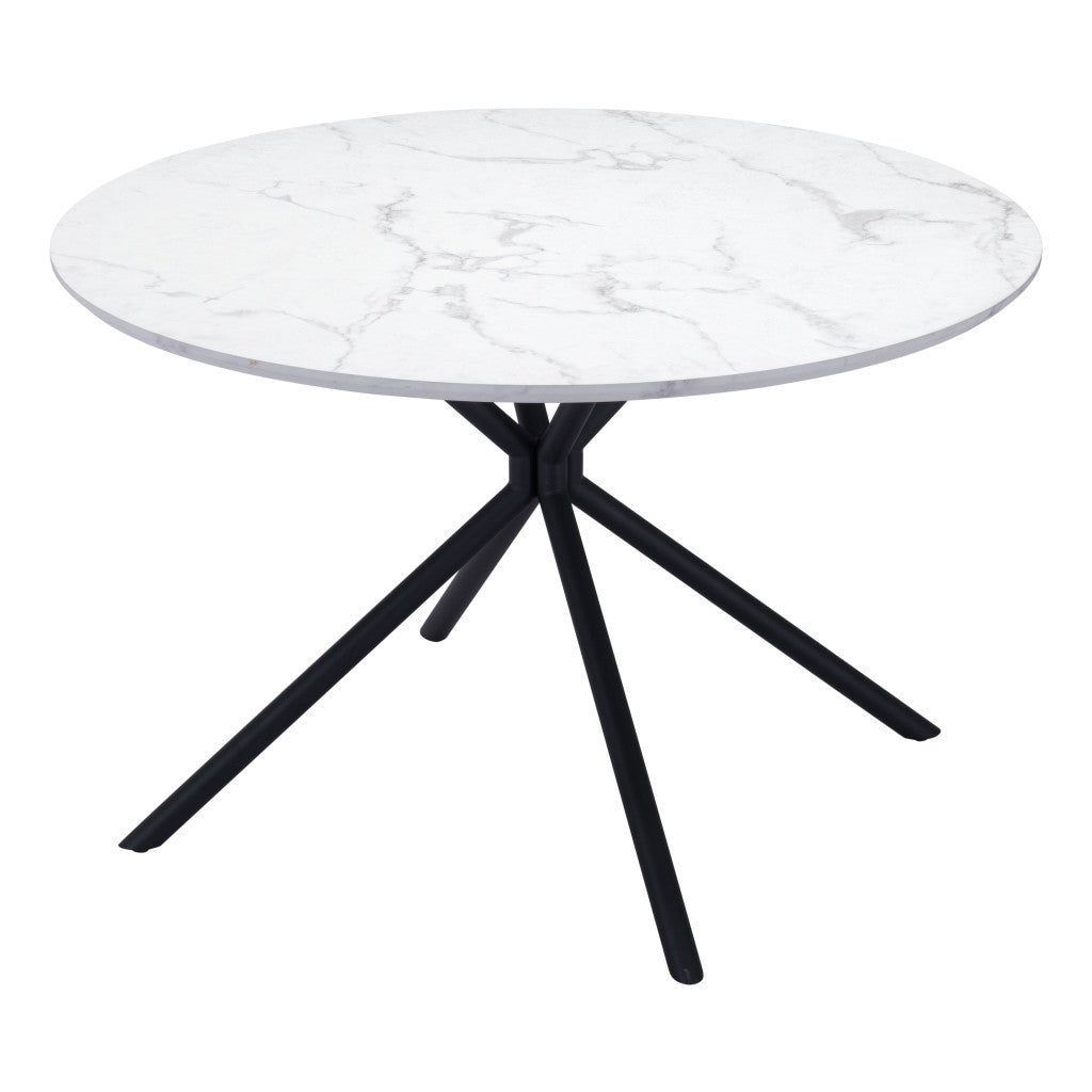 47" White And Black Rounded Steel Dining Table