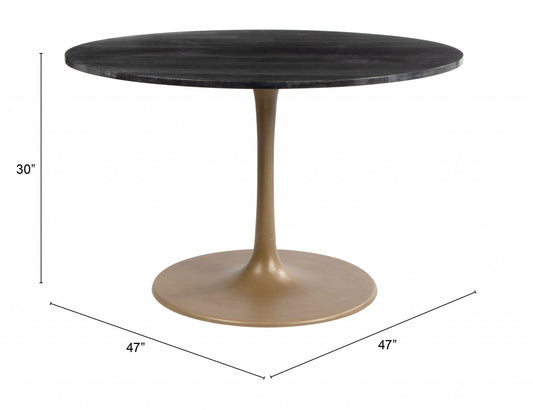 47" Gold Steel Dining Table