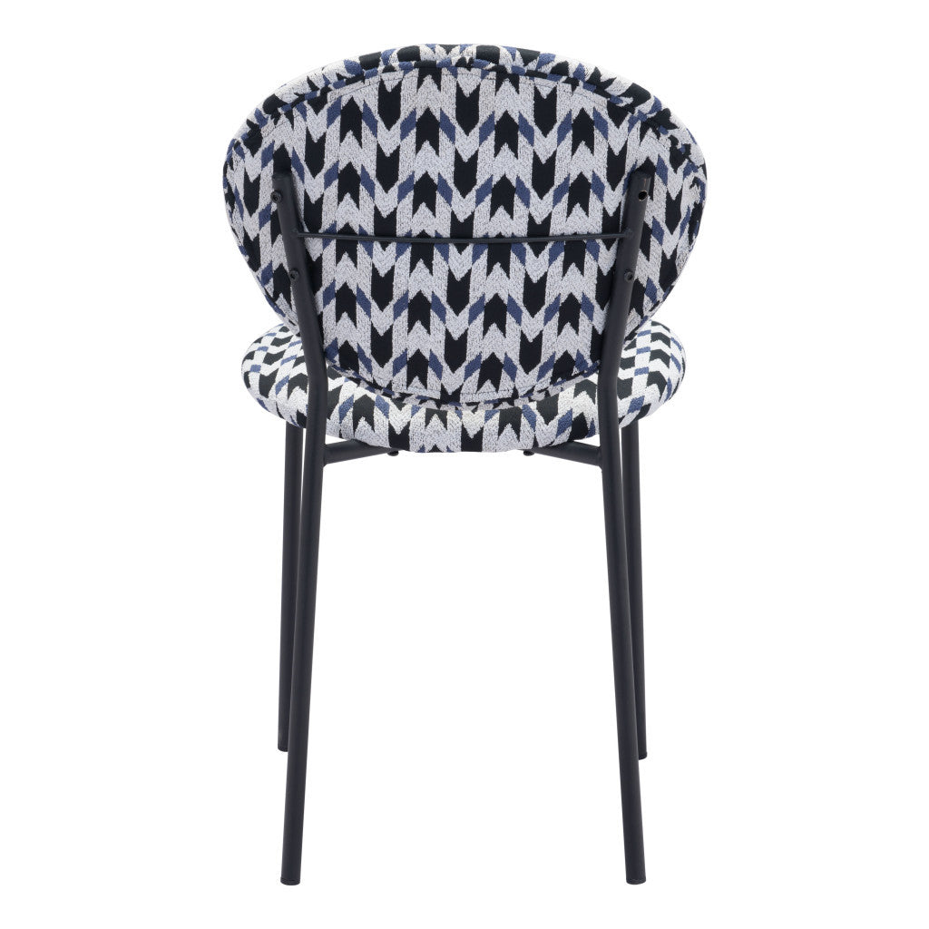 Set of Two Black and White And Black Upholstered Dining Side Chairs