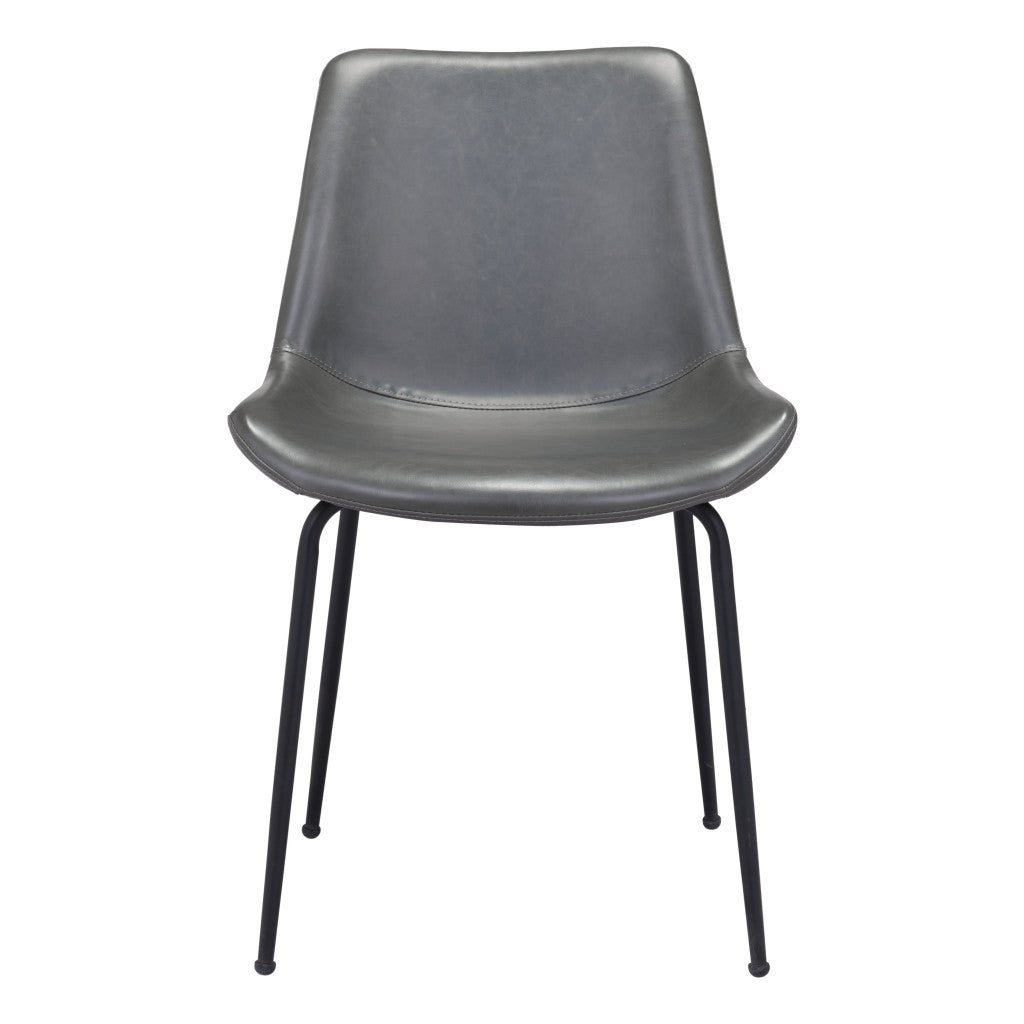 Set of Two Gray and Black Top Shelf Modern Rugged Dining Chairs