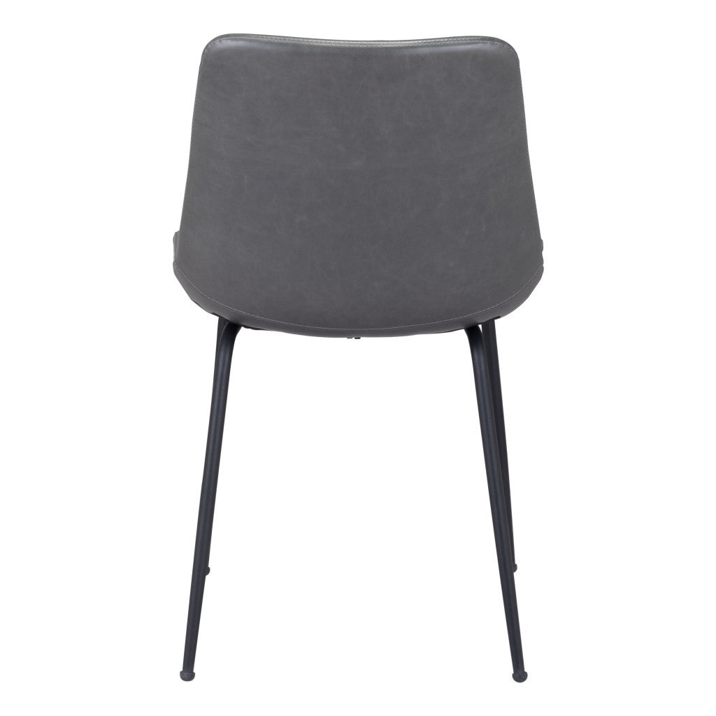 Set of Two Gray and Black Top Shelf Modern Rugged Dining Chairs