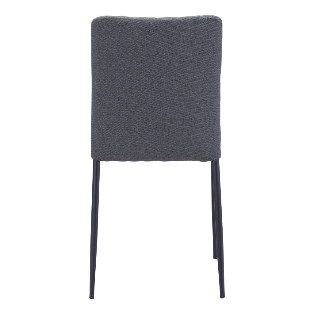 Set of Two Gray And Black Upholstered Fabric Dining Side Chairs