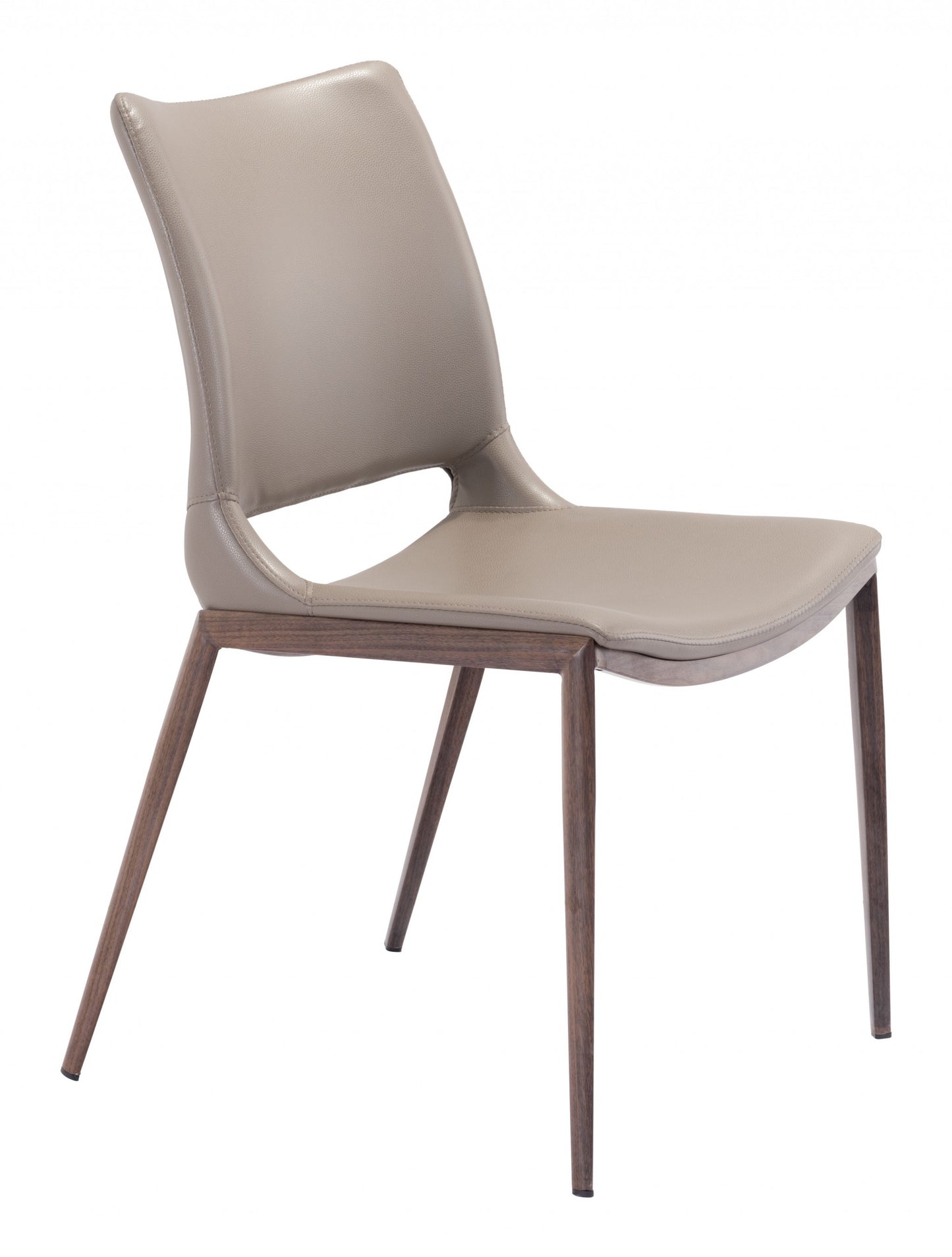 Set of Two Gray Faux Leather and Espresso Mod Ergo Dining Chairs