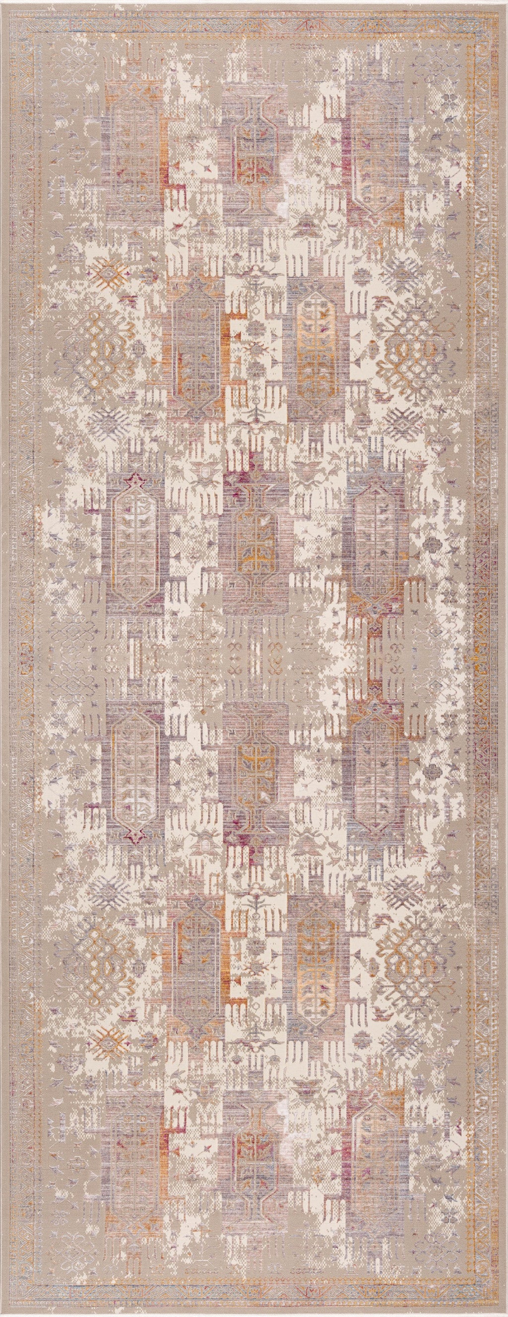 5' X 7' Beige and Ivory Medallion Non Skid Area Rug