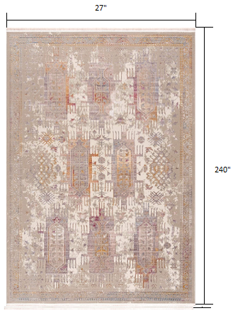 5' X 7' Beige and Ivory Medallion Non Skid Area Rug