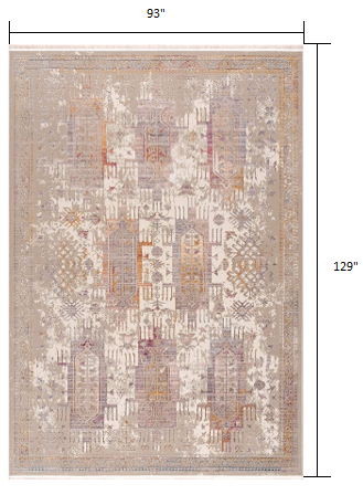 5' X 7' Beige and Ivory Medallion Non Skid Area Rug