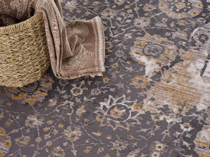 5' X 7' Gray and Ivory Oriental Non Skid Area Rug