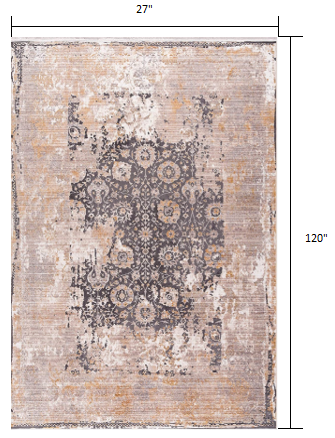 5' X 7' Gray and Ivory Oriental Non Skid Area Rug