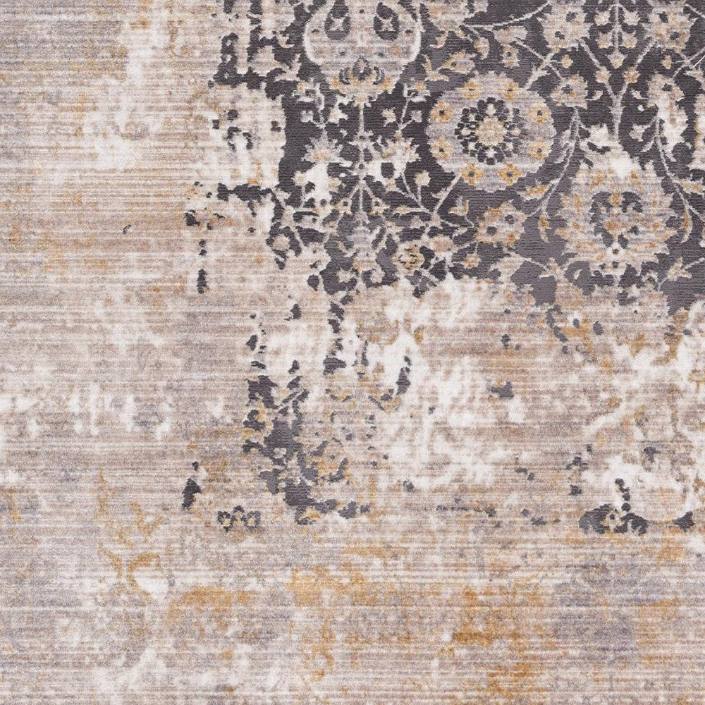 5' X 7' Gray and Ivory Oriental Non Skid Area Rug