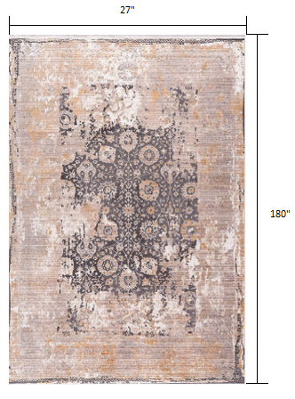 5' X 7' Gray and Ivory Oriental Non Skid Area Rug