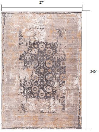 5' X 7' Gray and Ivory Oriental Non Skid Area Rug