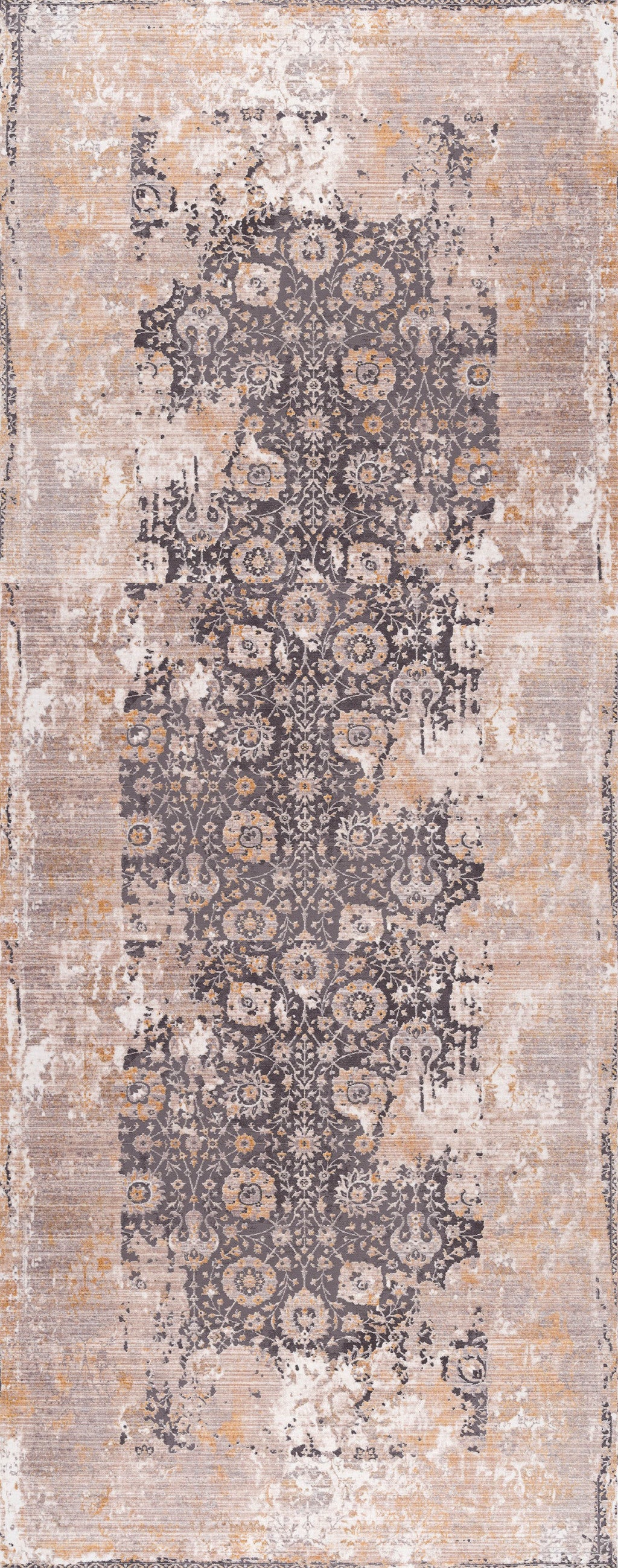 5' X 7' Gray and Ivory Oriental Non Skid Area Rug