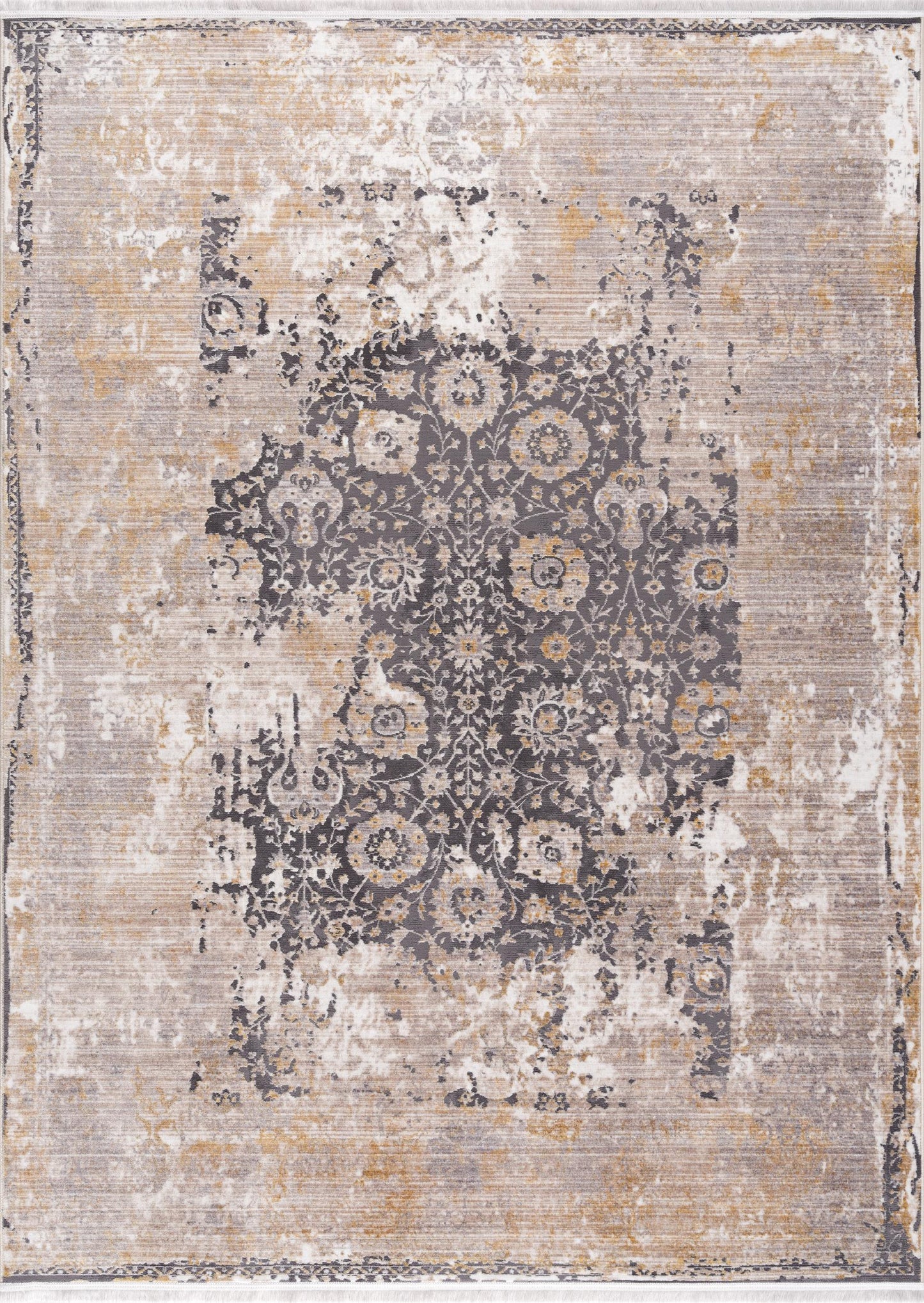 5' X 7' Gray and Ivory Oriental Non Skid Area Rug