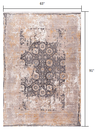 5' X 7' Gray and Ivory Oriental Non Skid Area Rug