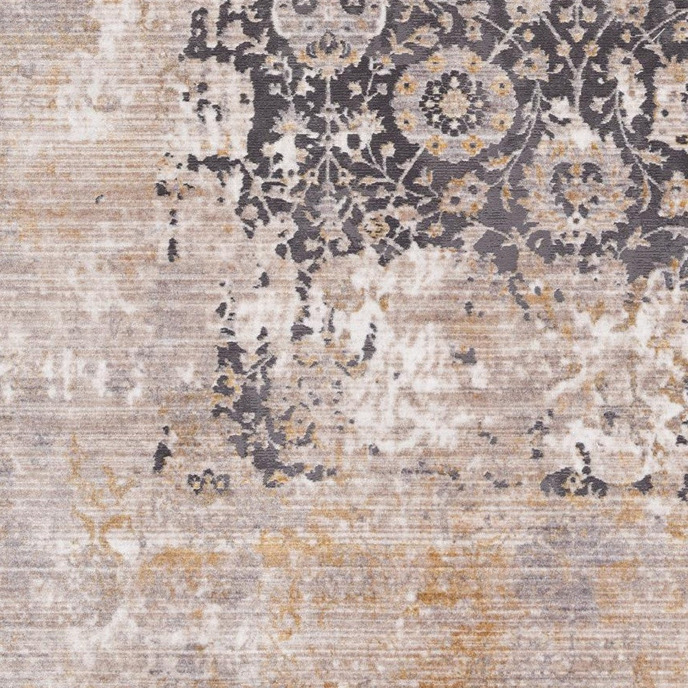 5' X 7' Gray and Ivory Oriental Non Skid Area Rug