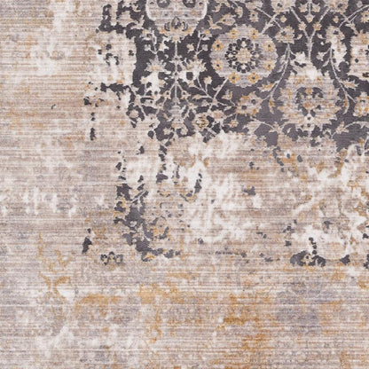 5' X 7' Gray and Ivory Oriental Non Skid Area Rug