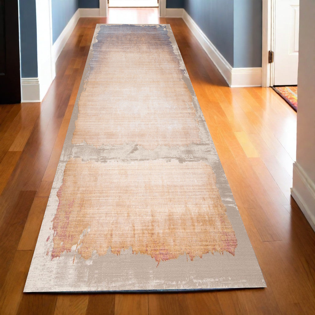 4' X 6' Beige and Blue Abstract Power Loom Area Rug