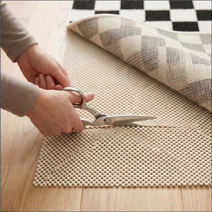 4' x 6' Ivory Striped Weave Non Slip Rug Pad