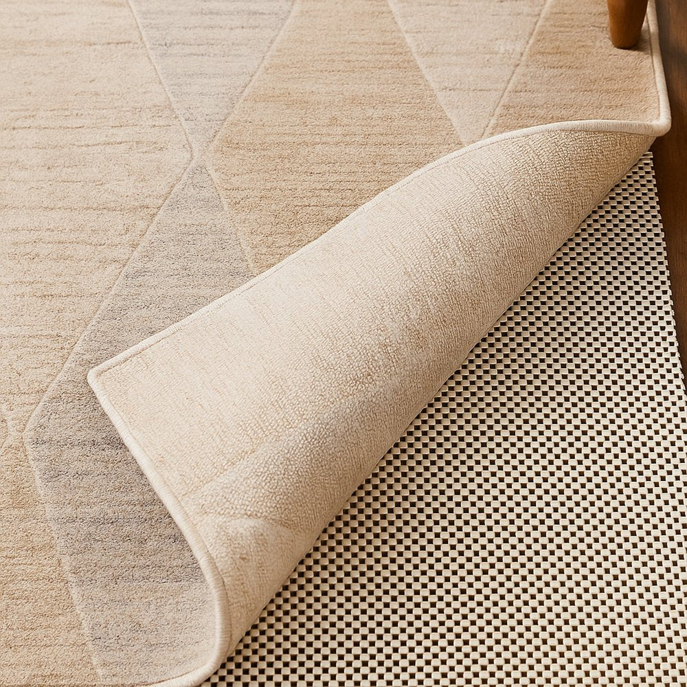 2' x 8' Ivory Striped Weave Non Slip Rug Pad