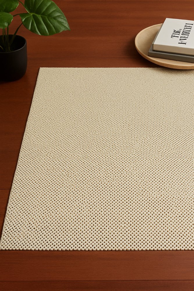 5' x 7' Ivory Striped Weave Non Slip Rug Pad