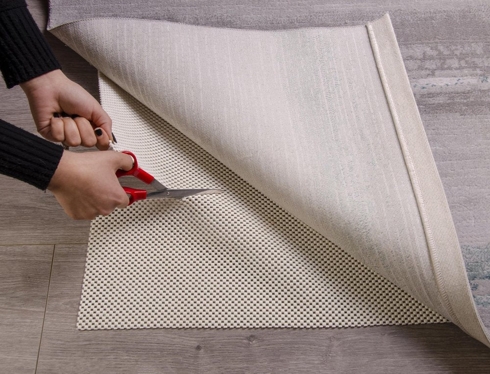 8' x 10' Ivory Striped Weave Non Slip Rug Pad