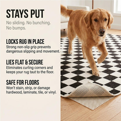 4' x 6' Ivory Striped Weave Non Slip Rug Pad