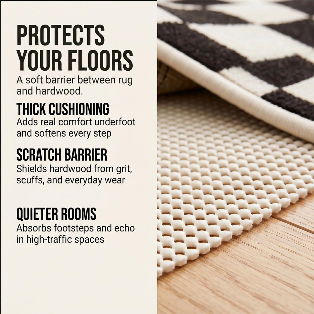 4' x 6' Ivory Striped Weave Non Slip Rug Pad