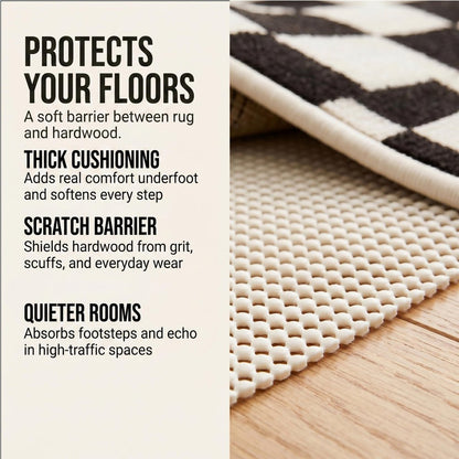 4' x 6' Ivory Striped Weave Non Slip Rug Pad