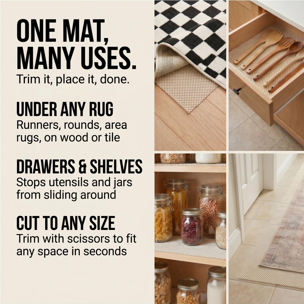 4' x 6' Ivory Striped Weave Non Slip Rug Pad