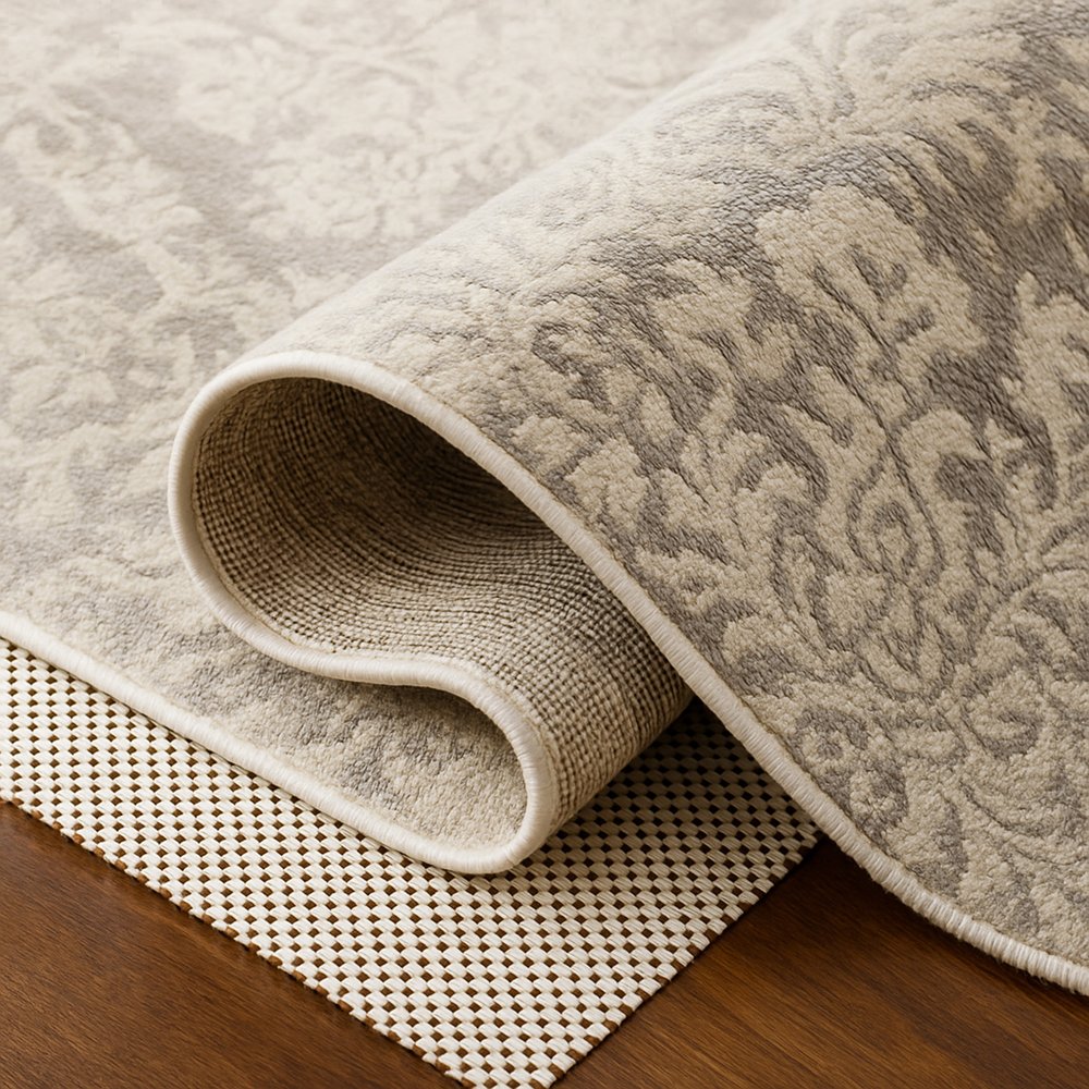 8' x 10' Ivory Striped Weave Non Slip Rug Pad