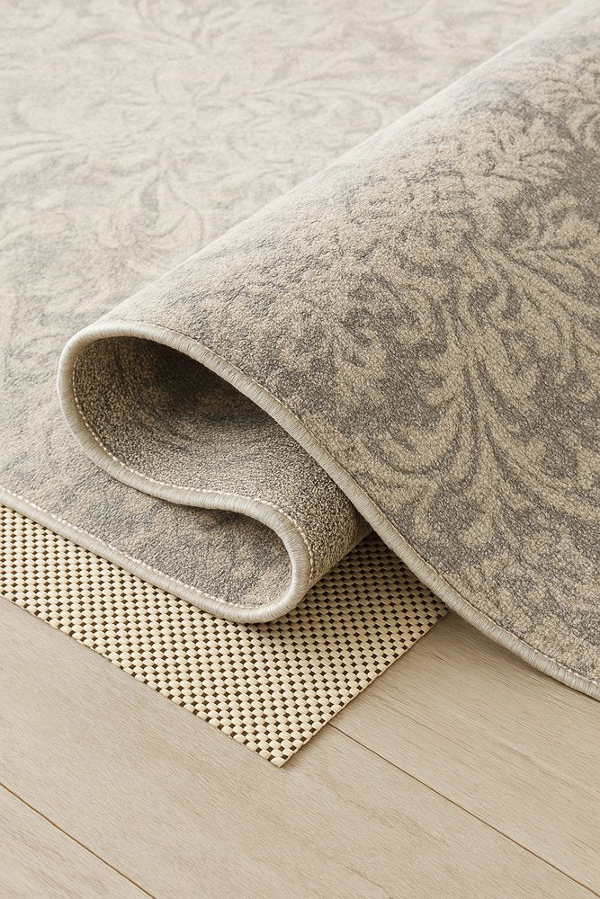 5' x 7' Ivory Striped Weave Non Slip Rug Pad