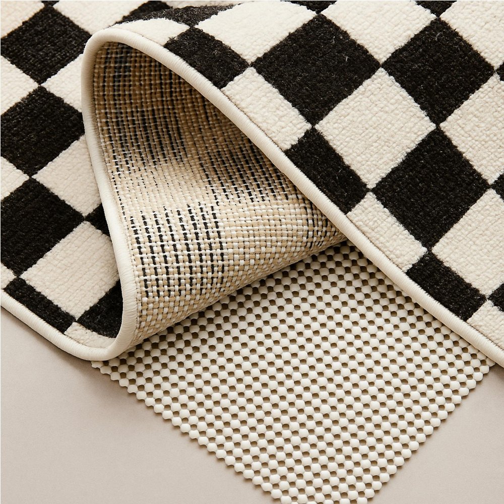 4' x 6' Ivory Striped Weave Non Slip Rug Pad