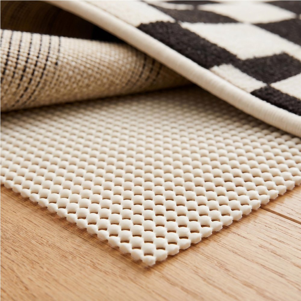 4' x 6' Ivory Striped Weave Non Slip Rug Pad