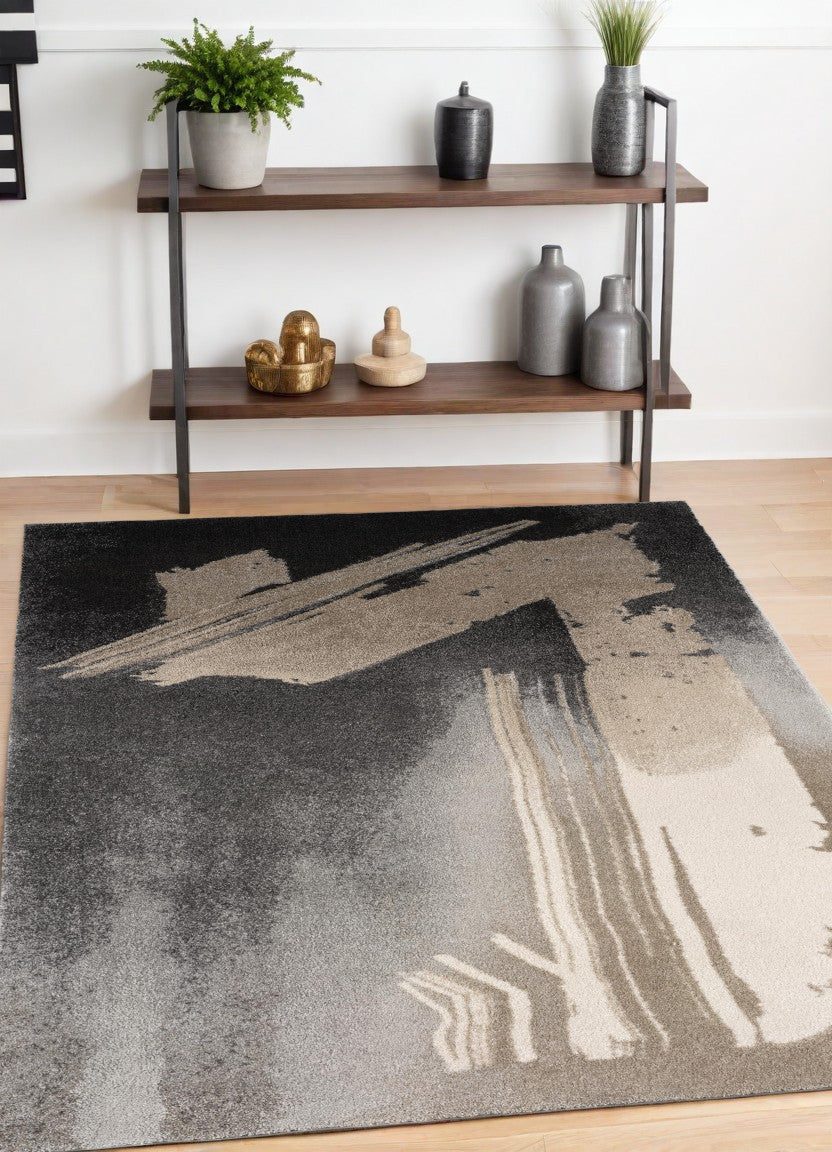 5' X 7' Gray Abstract Power Loom Area Rug