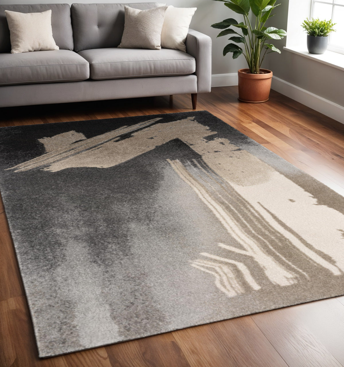 8' X 10' Gray Abstract Power Loom Area Rug