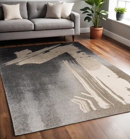 8' X 10' Gray Abstract Power Loom Area Rug