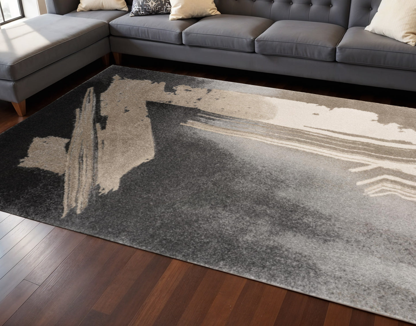 8' X 10' Gray Abstract Power Loom Area Rug