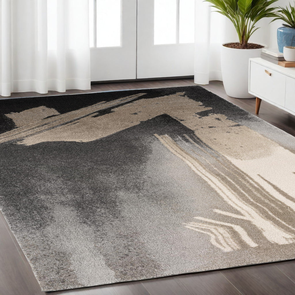 5' X 7' Gray Abstract Power Loom Area Rug