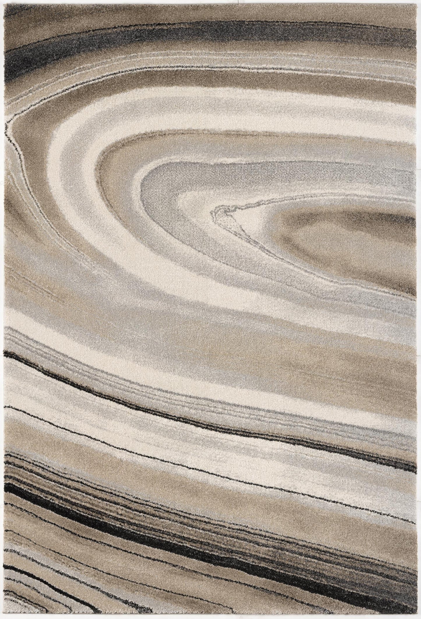 7' X 10' Cream and Tan Abstract Marble Area Rug