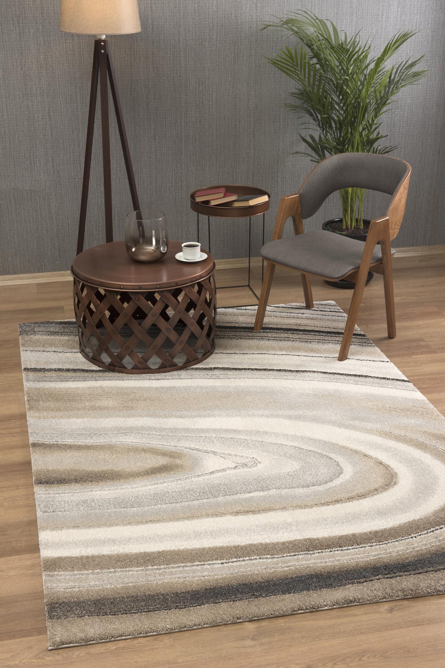 8' X 11' Cream and Tan Abstract Marble Area Rug