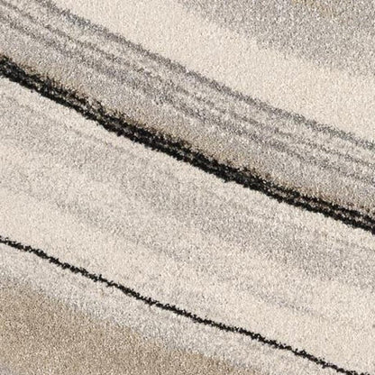 5' X 8' Cream and Tan Abstract Marble Area Rug